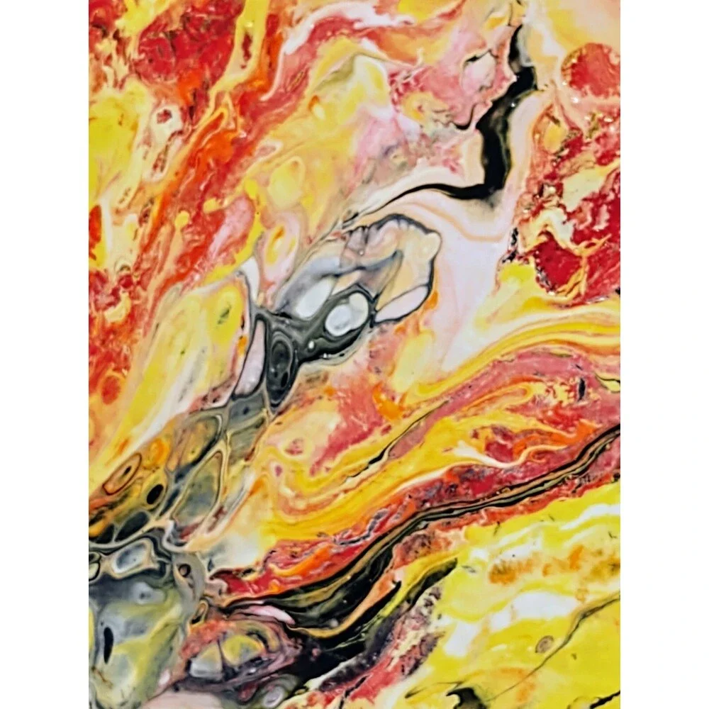 Emil Maryl Original 9x9 Flames Acrylic on Canvas Modern Abstract Painting